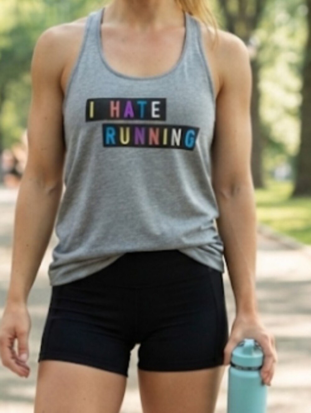 Athletic Works "I Hate Running" Tank Top Graphic Racerback
